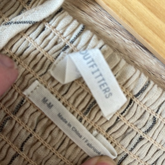 Urban Outfitters Quebec Beige Stripe Linen Blend Side Tie Midi Wrap Dress Size M - Picture 12 of 14